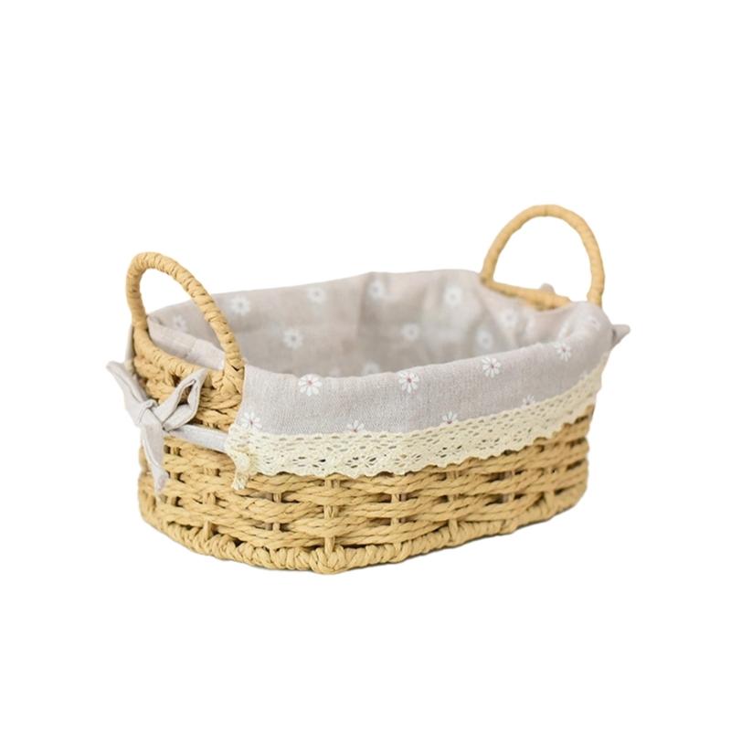 Woven Storage Basket Handmade Paper Rope Basket Storage Bin Woven Organiser Box For Living Room Entryway Bedroom Dresser