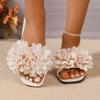 Ladies Shoes 2025 Summer Open Toe Women's Slippers Fashion Flower Dress Slippers Women Square Heel Shoes for Woman