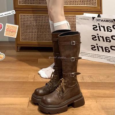 Распродажа модной женской обуви 2024 года. Модные женские ботинки на молнии. Осенние ботинки с круглым носком и высоким толстым каблуком. Zapatos De Mujer.