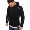 2025 Autumn and Winter Hooded Men's Leather Casual Personality Fashionable Sweatshirt Splicing Jacket Casual Versatile Pullover
