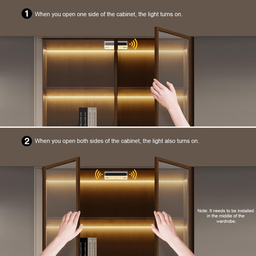 Выключатель с ИК-датчиком приближения для двойной двери 60 Вт DC12V-24V Выключатель светодиодной подсветки DIY Подсветка шкафа-купе Автоматическое включение/выключение