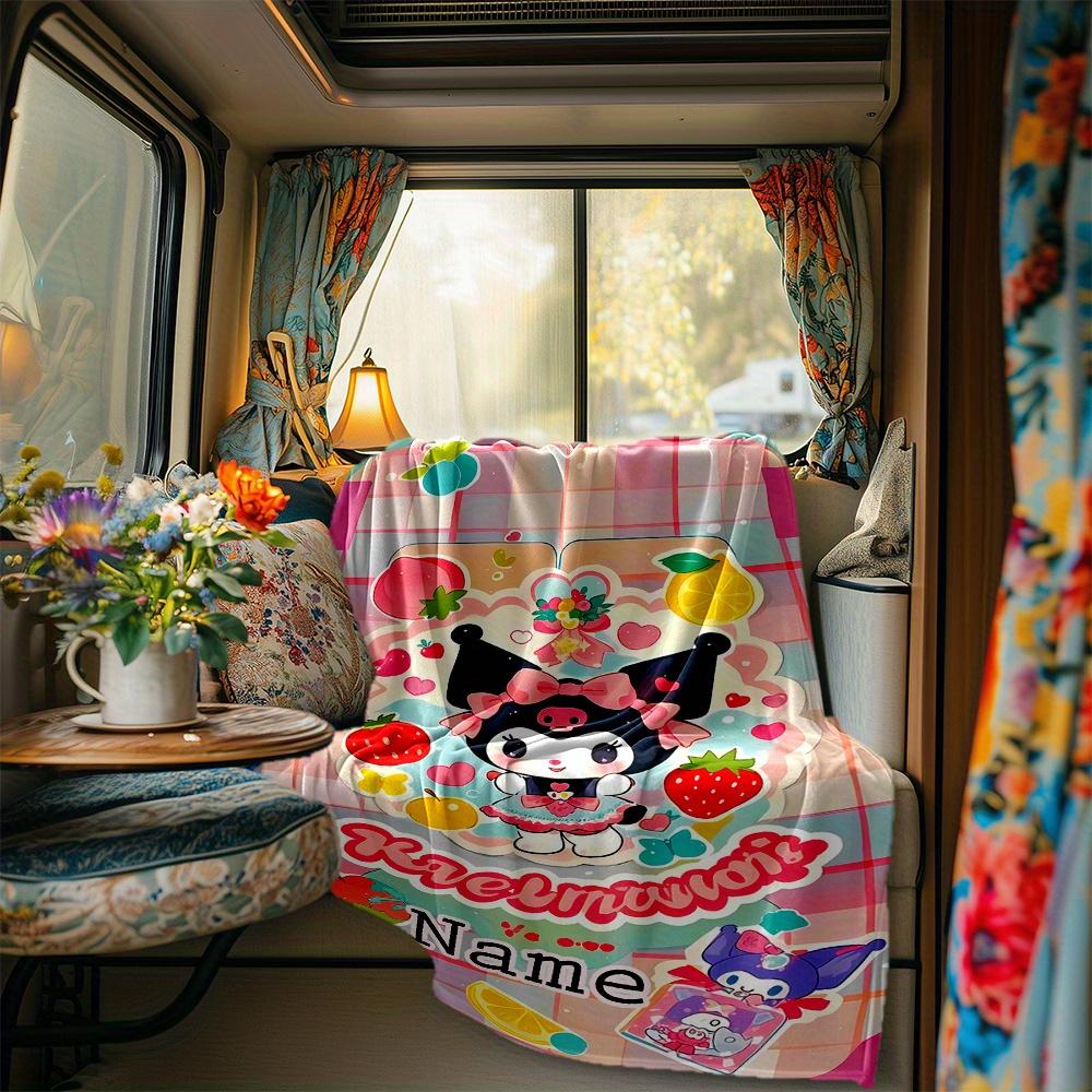 Kuromi Strawberry Rv Blanket Personalized Name Soft Comfortable Stylish Rv Blanket Car Blanket Perfect For Rv Travel Rv Camping Rv Outdoor Rv Home