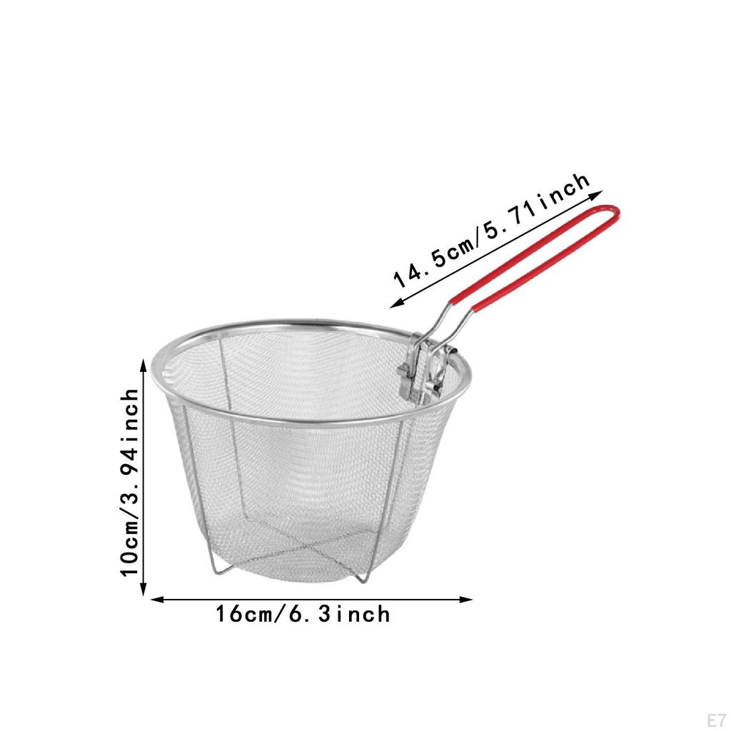 Deep Fry Basket In Stainless Steel for Kitchen Use, Wire Strainer