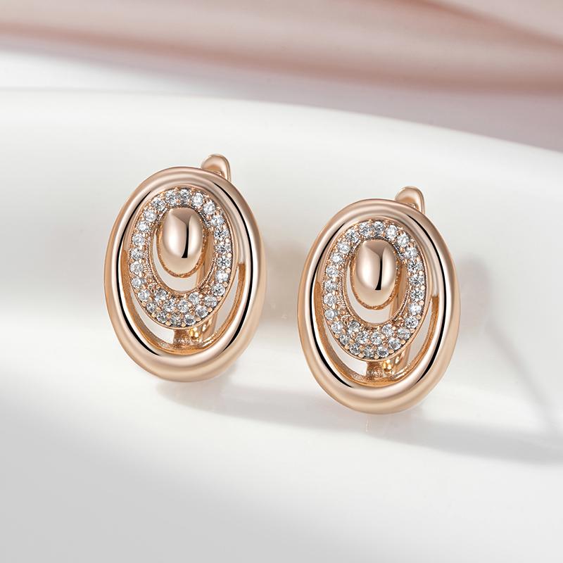 Круглые карманные серьги Kinel White Zircon для женщин, винтажные серьги цвета розового золота, ювелирные украшения