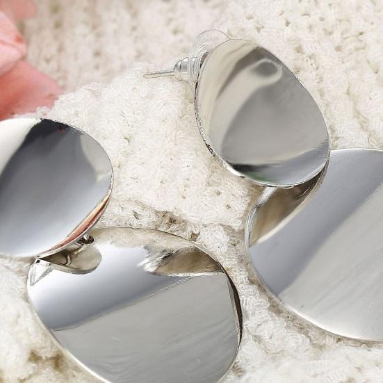 1 пара двойных круглых серег-гвоздиков с геометрическим преувеличенным элегантным золотистым, серебряным цветом для женщин и девочек, металлические серьги-гвоздики, модные ювелирные аксессуары