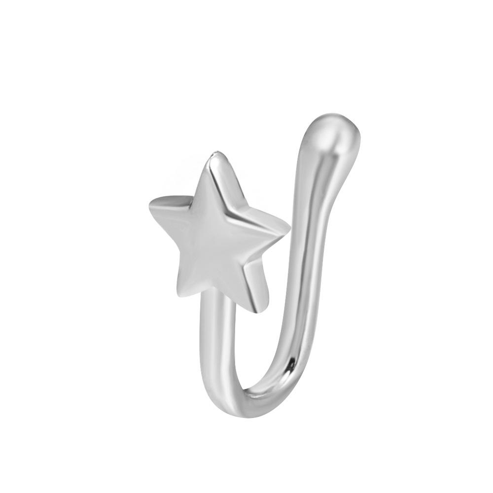 Creative Non-Pierced U-Shaped Nose Clip Copper Inlaid Zircon Star Love Crown Nose Ring False Nose Piercing Jewelry