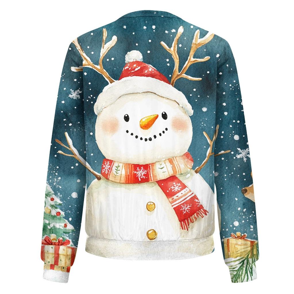 Женская легкая короткая куртка с длинными рукавами на молнии с принтом, повседневная стеганая куртка с карманами, рождественская