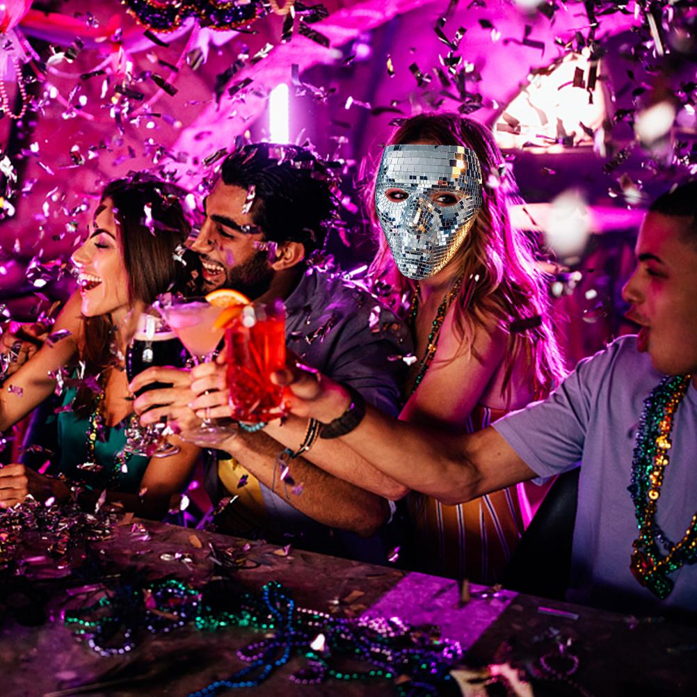 Disco Ball Glitter Face Cover Festival Masquerade Face Covering for DJ Stage Bar Party Holiday Decoration