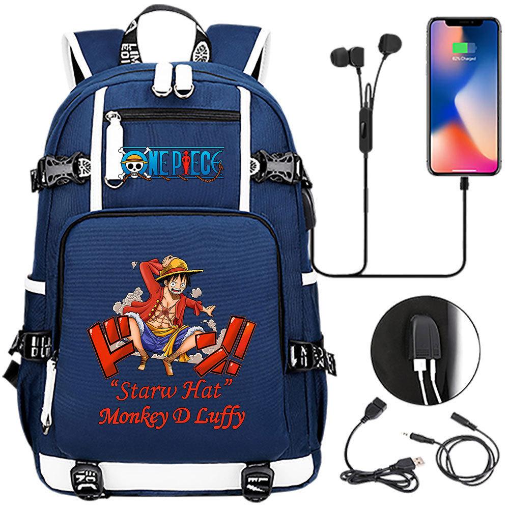 Anime Print USB Charging Backpack for Teens Students Unisex Casual Large Capacity Travel Daypack