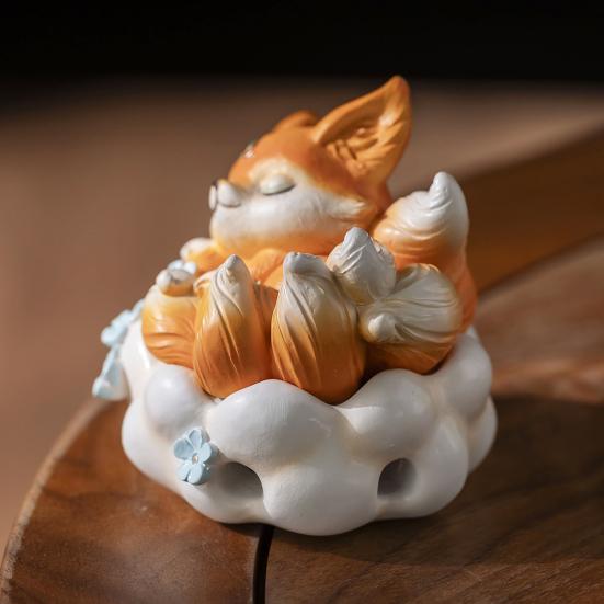 Nine-tailed Fox Incense Burner Decoration Chinese Style Vintage Fox Resin