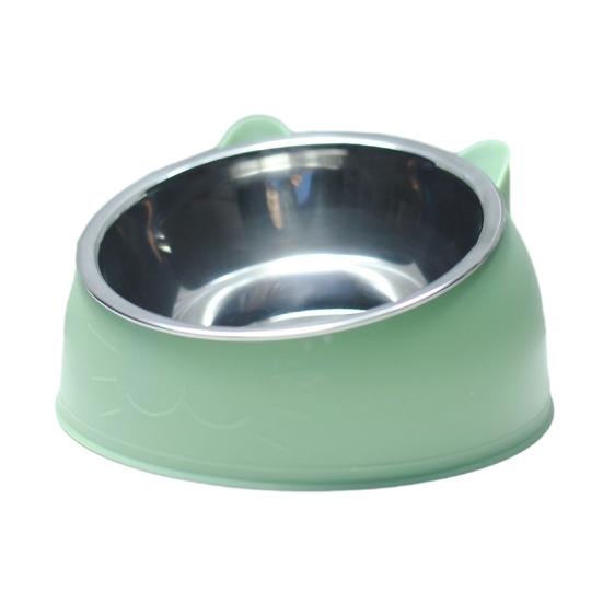 Raised Cat Food Bowl 15-degree Tilted Elevated Pet Feeder Bowl Anti Spill Stainless Steel Pet Food Dish for Dogs And Cats To Protect Pet's Spine