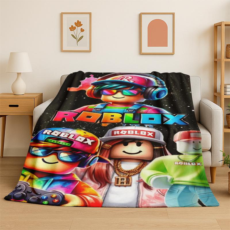 Мультяшное одеяло из фланели для игры R-Robloxs, мягкое и теплое плед-покрывало для спальни, гостиной, кровати, путешествий, кемпинга, пикника, подарок