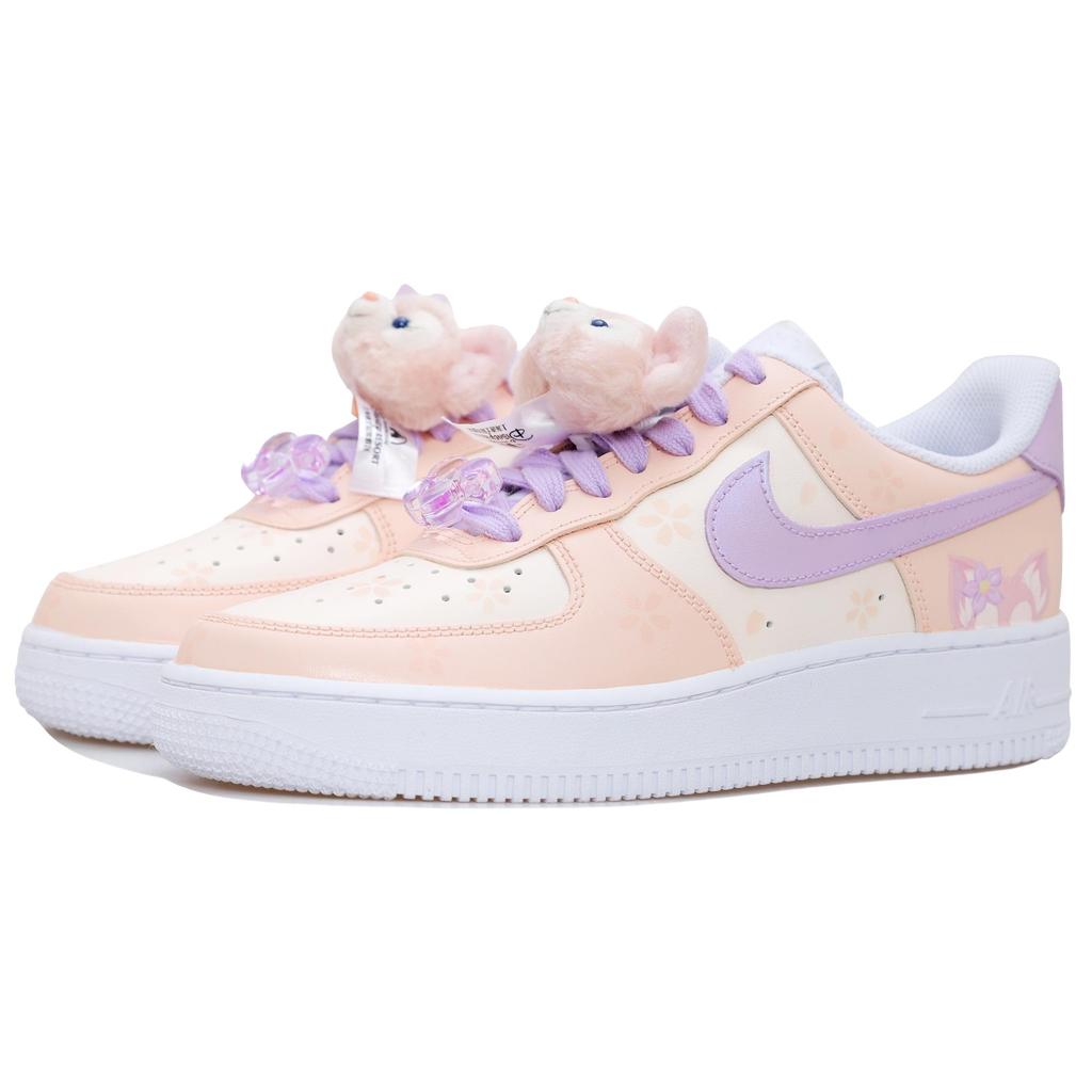 Nike Air Force 1 Лисенок Бель Нескользящие Износостойкие Низкие Скейтбордические Кроссовки Женские Белый Розовый DD8959-100(Команда69-)