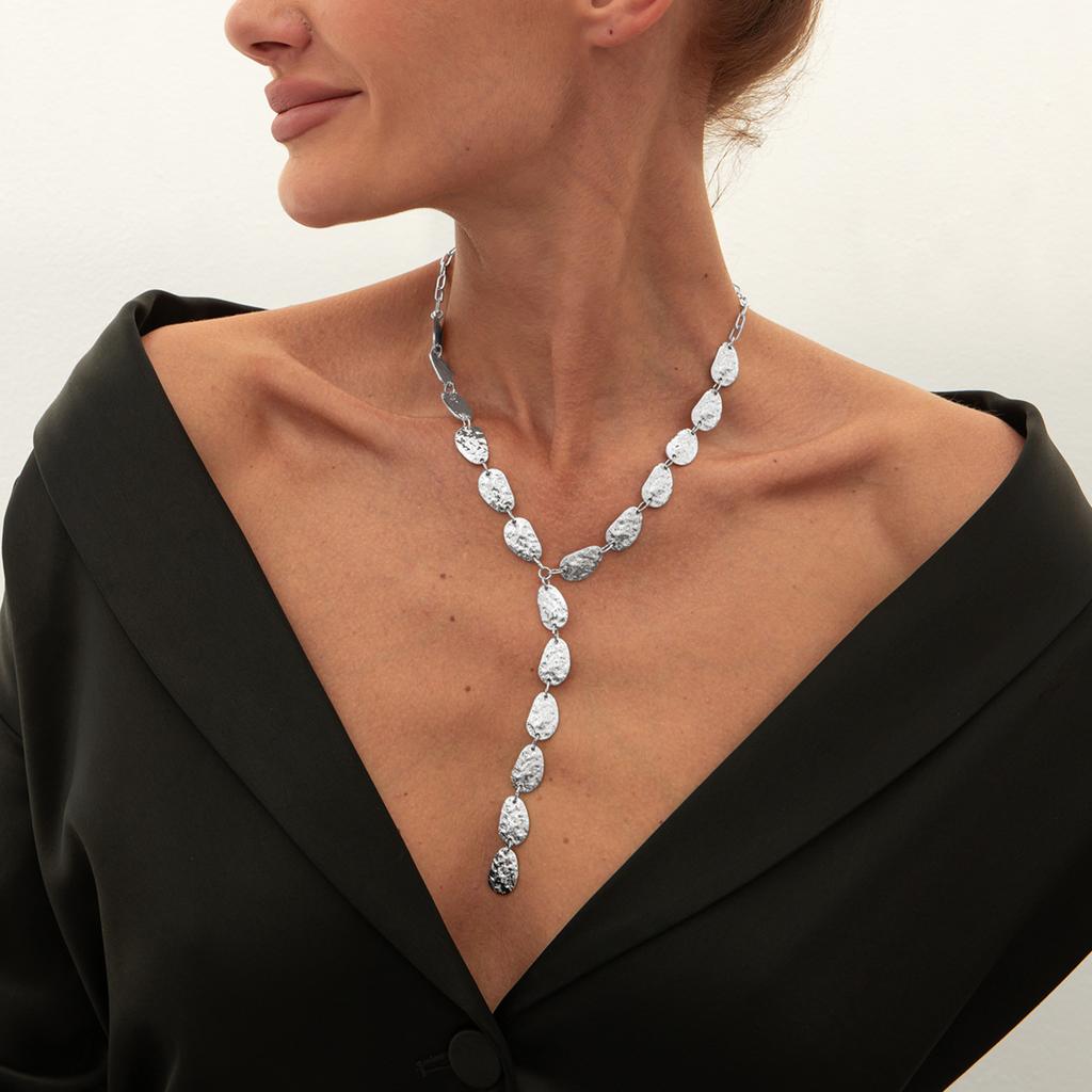 Неправильная барочная Y-образная ключичная цепочка, ожерелье с кулоном в виде плоской капли воды, женское