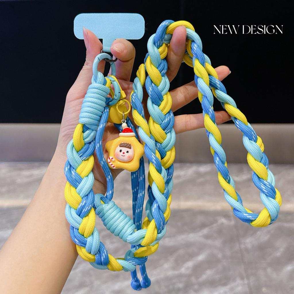 Mobile Phone Lanyard Nylon Long Rope Crossbody Strap for Men Women Outdoor Mountaineering Strong Card Anti-loss Multicolor Woven