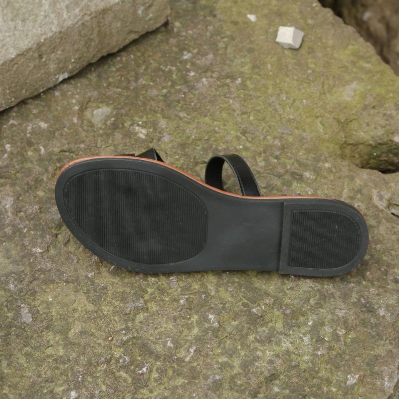 Большие размеры тапочек женские однотонные круглые сандалии с одним словом плоская подошва верхняя одежда повседневные сандалии волочатся