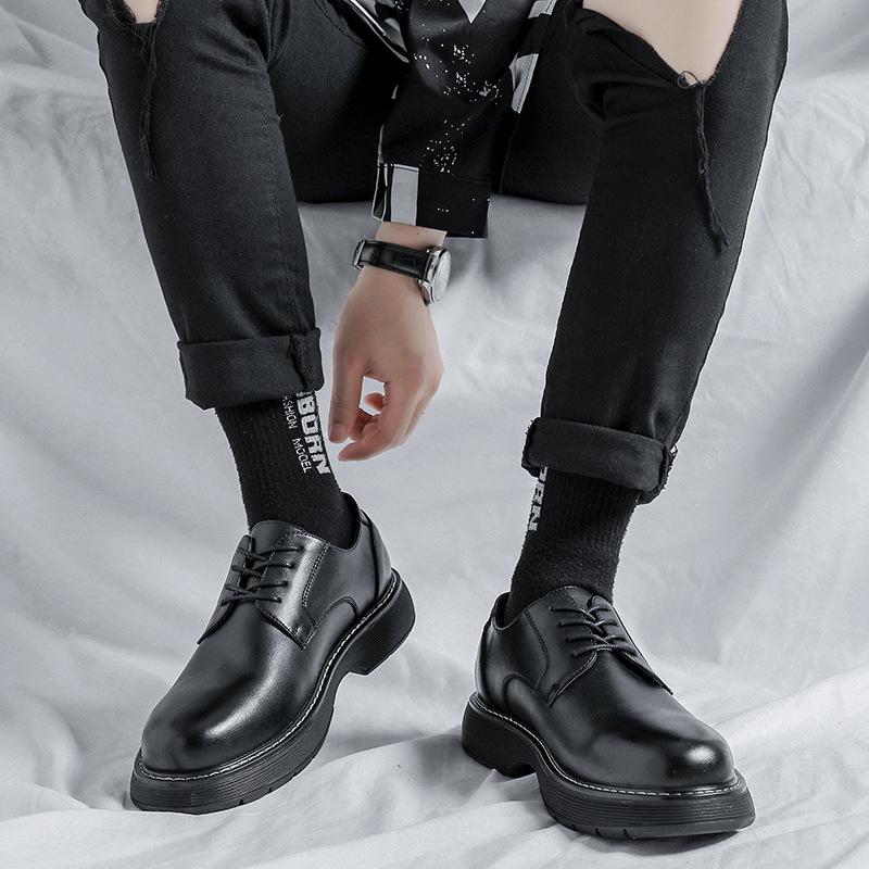 Маленькие кожаные туфли мужские британские модные деловые туфли с круглым носком корейская версия туфли Martin с большим носком 86235-R