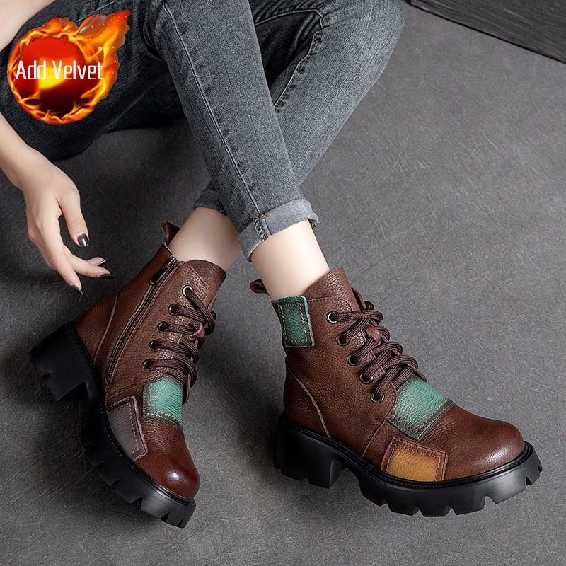 Fashion Woman Short Shoes Moccasin British Style Splicing Colour Ankle Boots for Women Y2k Chic and Elegant Pu Booties Goth Hot Footwear