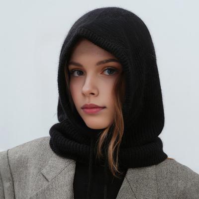 Зимняя шапка вязаная регулируемая завязка на шею и уши защита однотонная теплая унисекс осень зима активный отдых повседневная одежда головной убор