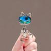 Korean Temperament Fashion Sapphire Cat Brooch Electroplating Diamond Suit Corsage Accessories High-End Exquisite Pin Buckle