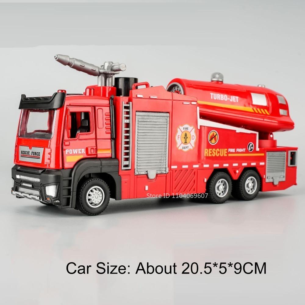 1:32 Toy Model Construction Loader Fire Engine Truck Metal Diecast Spray Engineering Vehicle Sound Light Boy Educational Toys