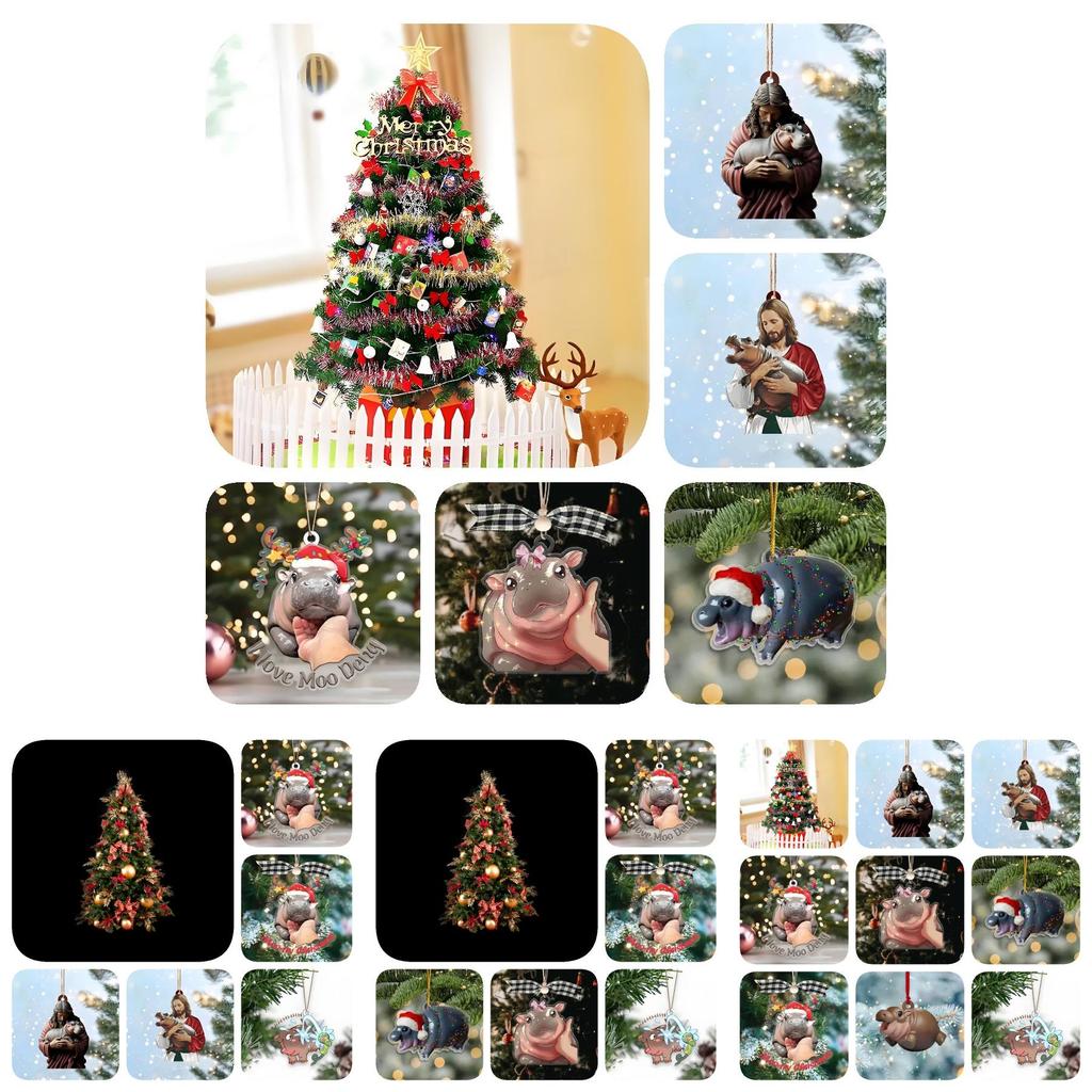 Очаровательный Бегемотик Му Му Рождественский Подарок И Милое Украшение на Елку для Праздничного Настроения