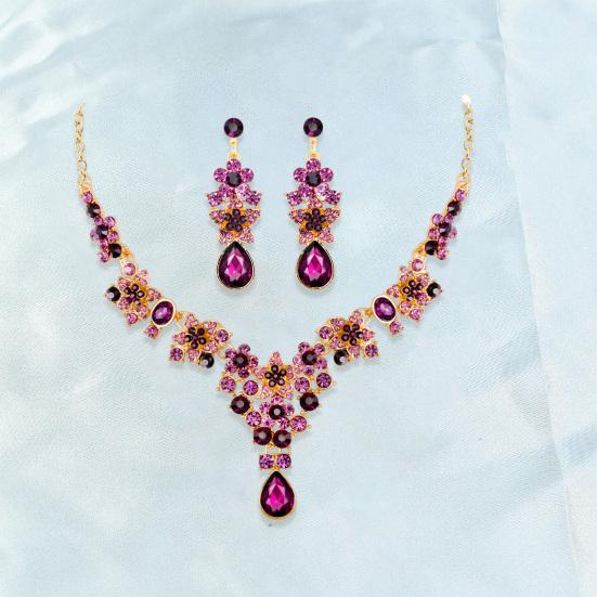 1 комплект ювелирных изделий для невесты, искусственное ожерелье с кристаллами, симметричный роскошный комплект, висячие серьги, выпускной вечер