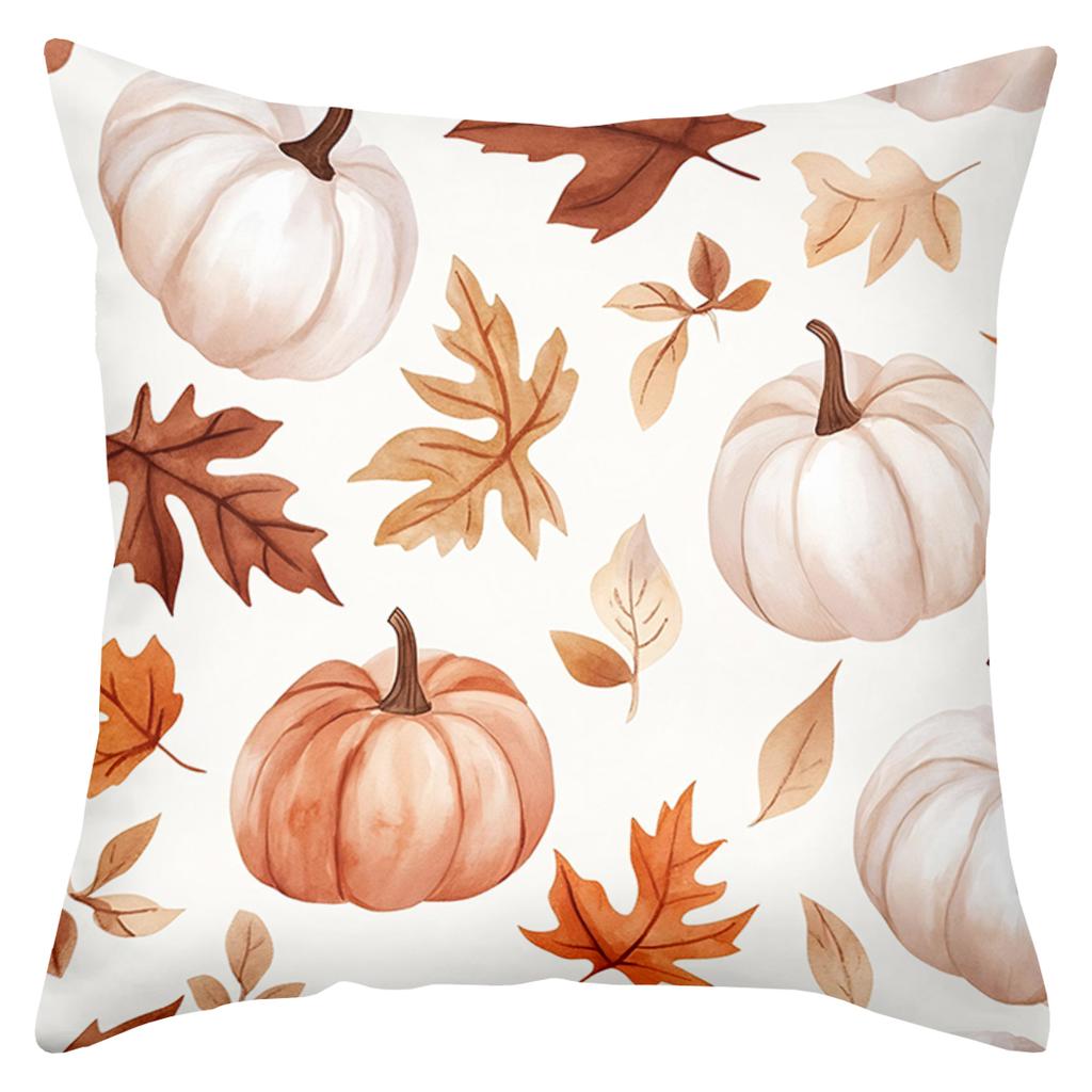 2D flat printing Autumn Pumpkins And Leaves Pattern Throw Pillows Polyester pillowcase, sofa decorative cushion cov