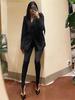 Корейская мода зима черные с высокой талией узкие женские брюки Y2K сексуальные блестящие повседневные клубные леггинсы 2022 длинные
