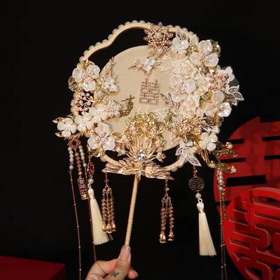Ручной китайский свадебный веер: Круглый свадебный аксессуар с дизайном платья Сюхэ