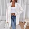 Elegant Ladies Jacquard Lace See-Through Long Solid Color Cardigan Jacket Coat Top