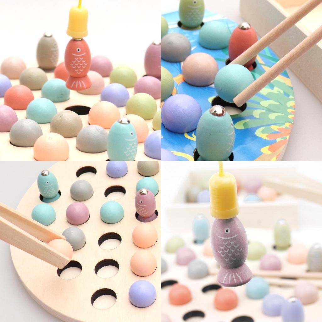 Развивающий деревянный магнитный набор для рыбалки для детей 36 Игрушка для тренировки внимания и концентрации