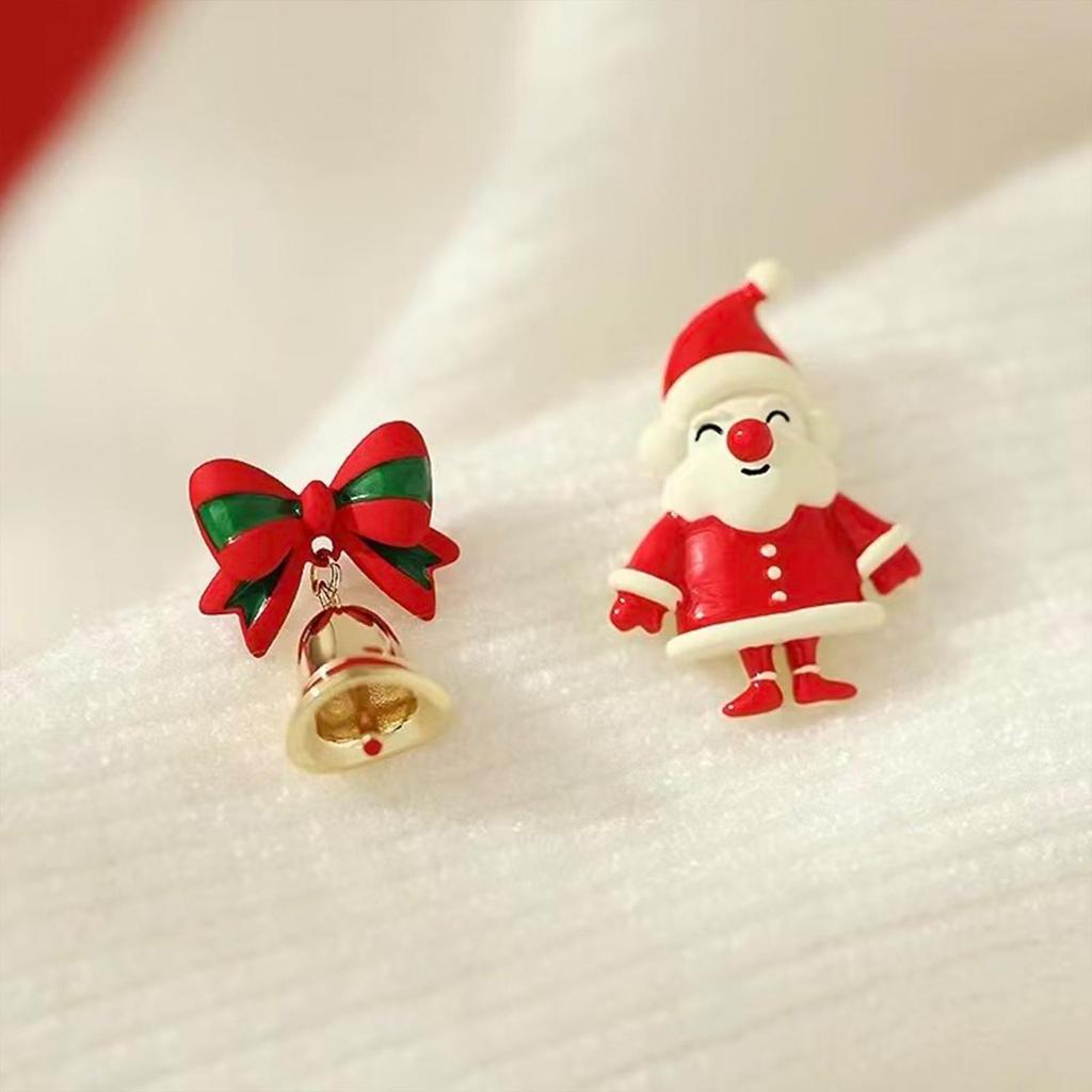 European & American S925 Silver Christmas Asymmetrical Earrings - Cute & Sweet Holiday Gift for Women