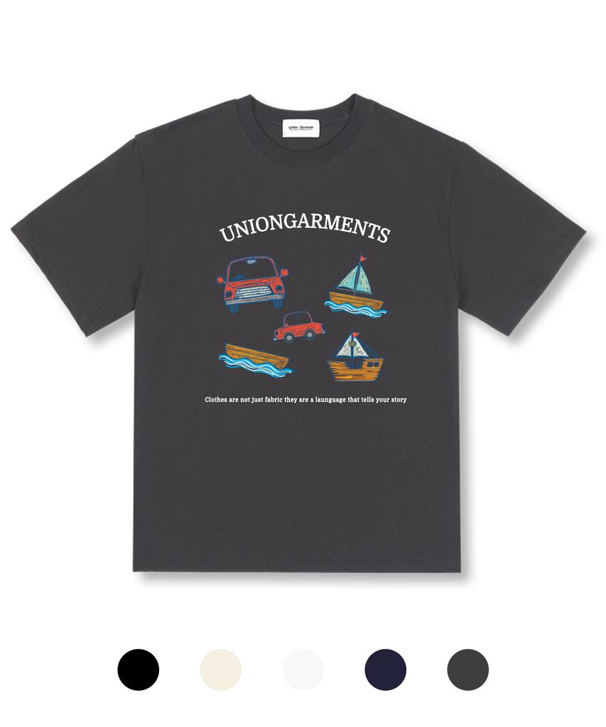 UNION GARMENTS Футболка оверсайз с коротким рукавом Carship Sketch 5 цветов