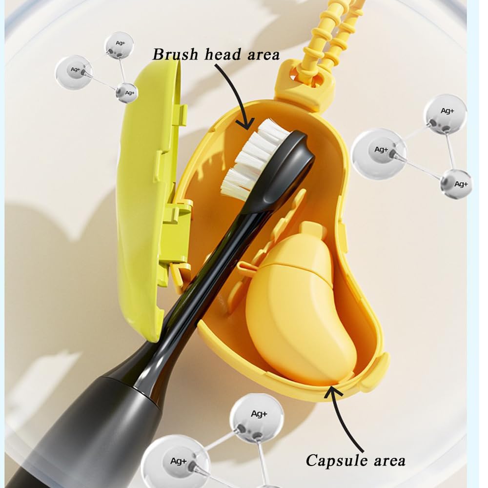 Plastic Toothbrush Head Protective Cover Portable Banana Shape Toothbrush Dust Cap Cover 2In1 Brush Protect Toothbrush Case Cap