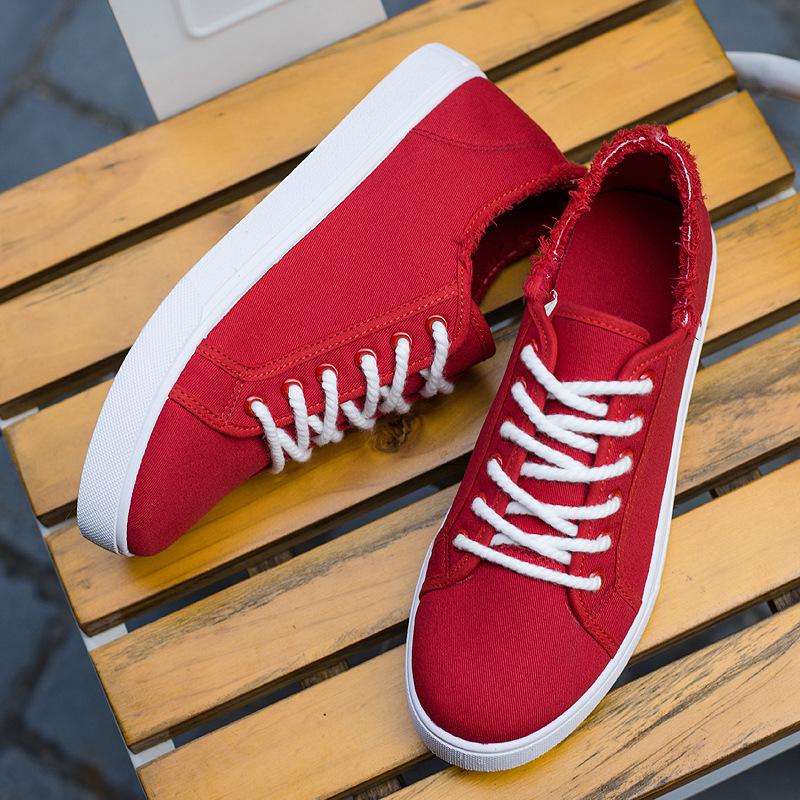 Новые парусиновые туфли с дезодорантом, дышащие, мужские туфли, нескользящие, для студентов, повседневные, в полоску, мужские туфли 2019