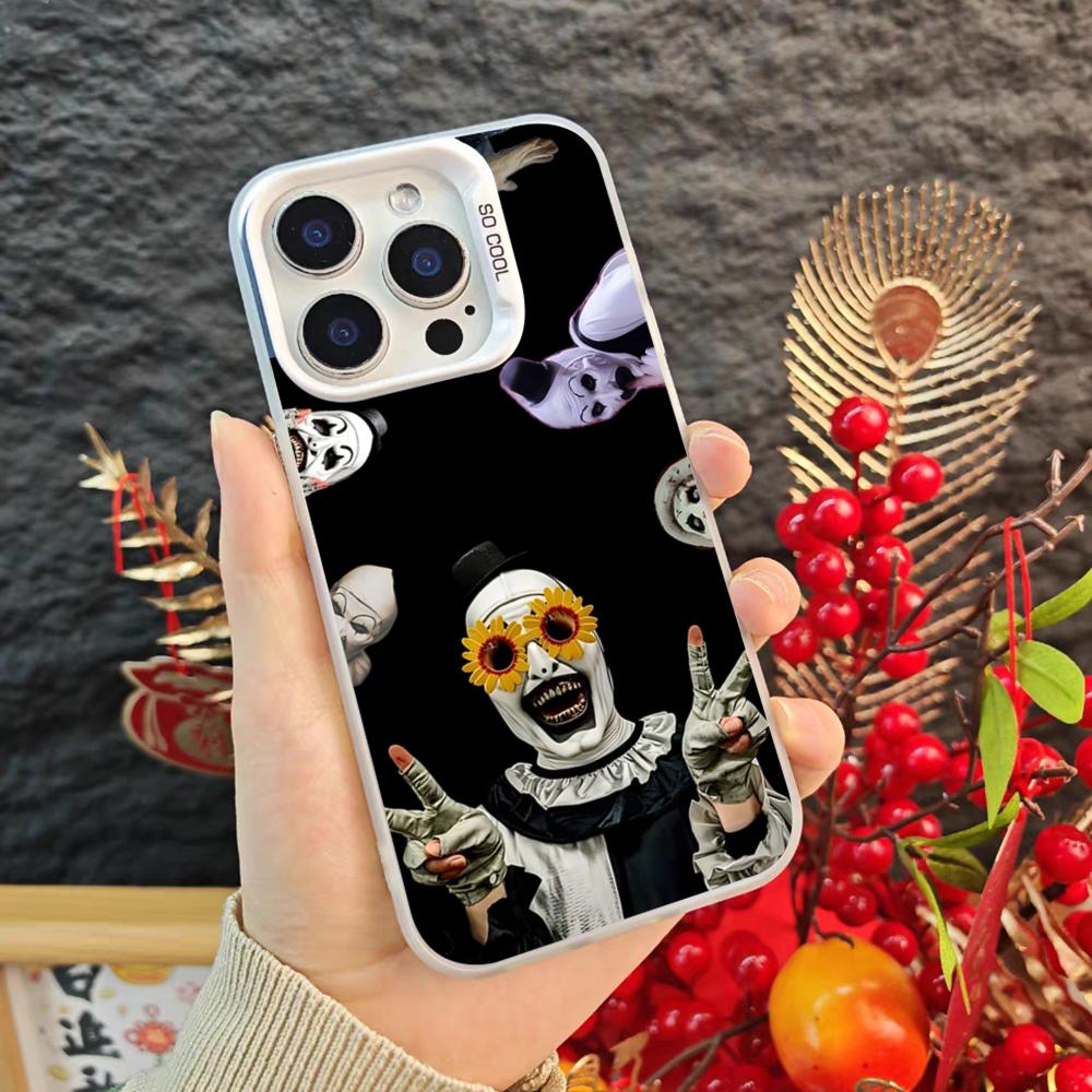 T-Terrifier Art The Clown Phone Case For Iphone 17 16 15 14 Pro Max Xr Air Plus Black Silver Hard Shell Cover