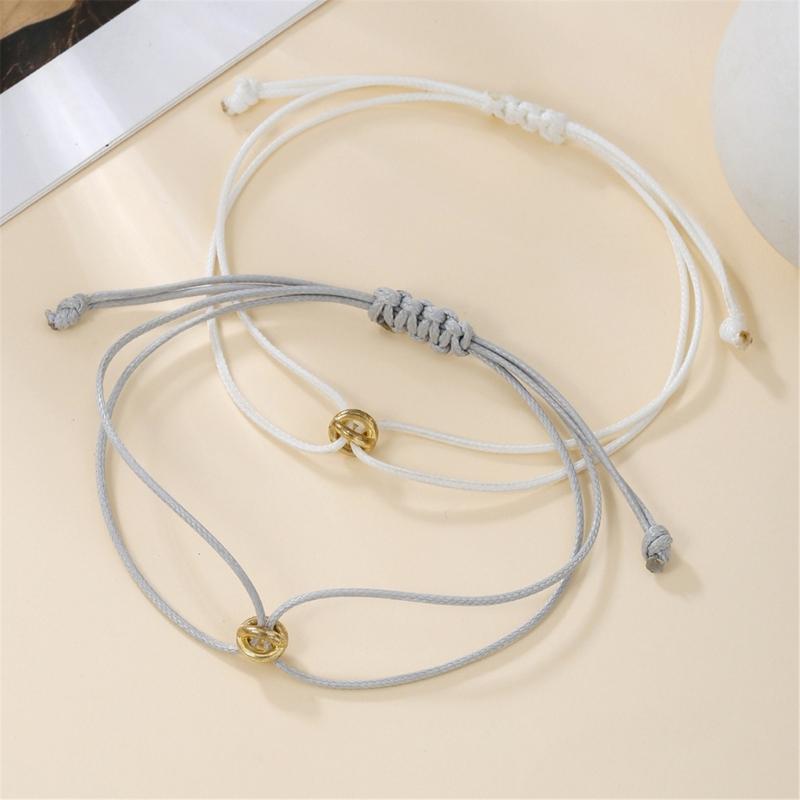 2 шт. Парные браслеты Бусины на удачу Ручная цепочка Регулируемый Ручной работы Наручная цепочка из плетеной веревки Аксессуар