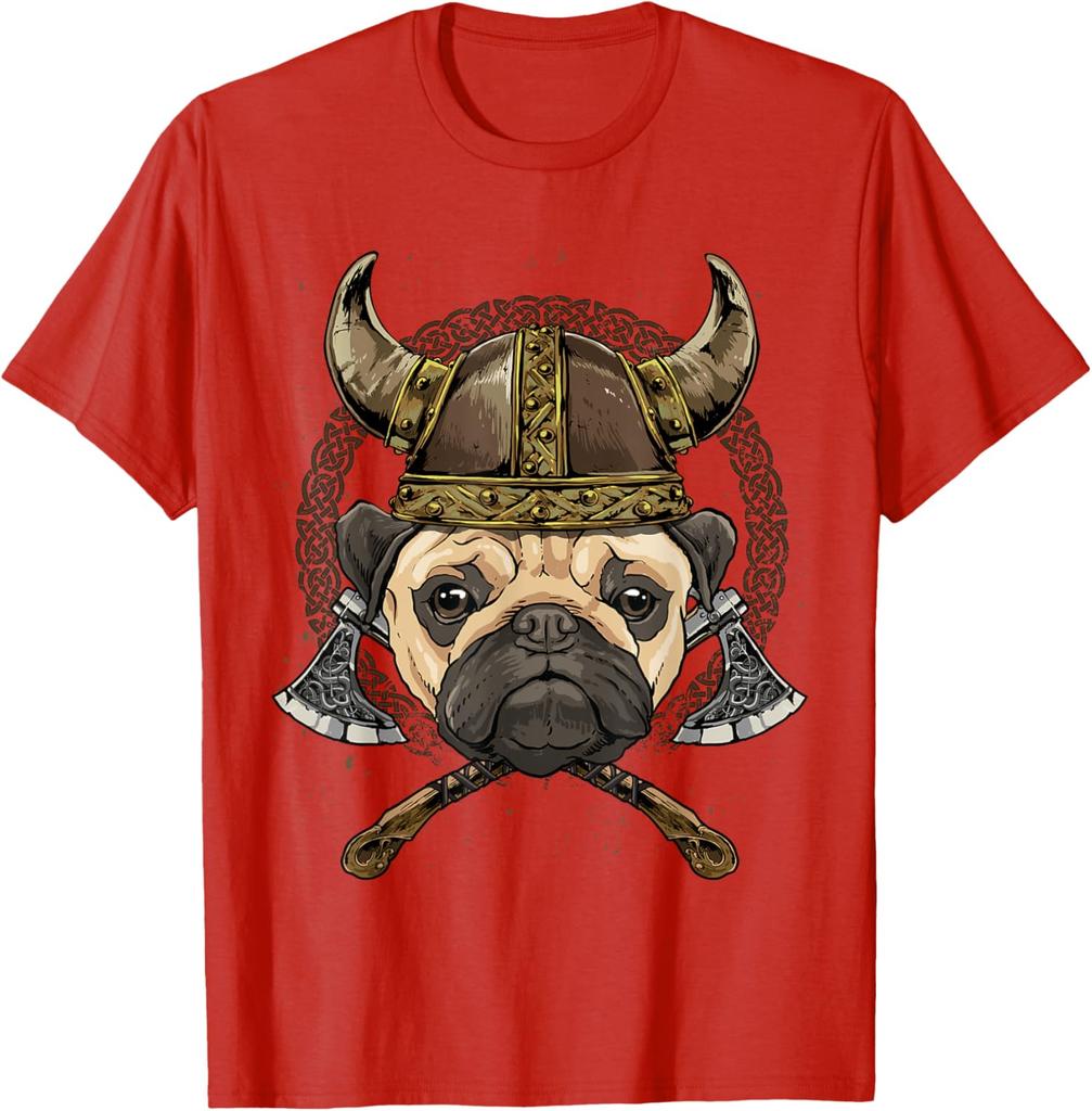 Pug Nordic Warrior Norse Pagan Valhalla Dog Lover TShirt 100 Cotton ONeck Short Sleeve Summer Casual Unisexs Tshirt Streetwear