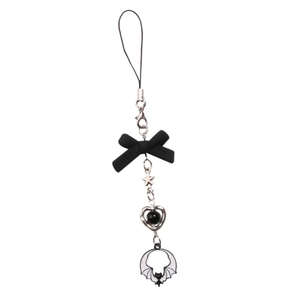 Black Butterfly Y2K Phone Strap Gothic Style Mobile Keychain Lanyard  Women Girls