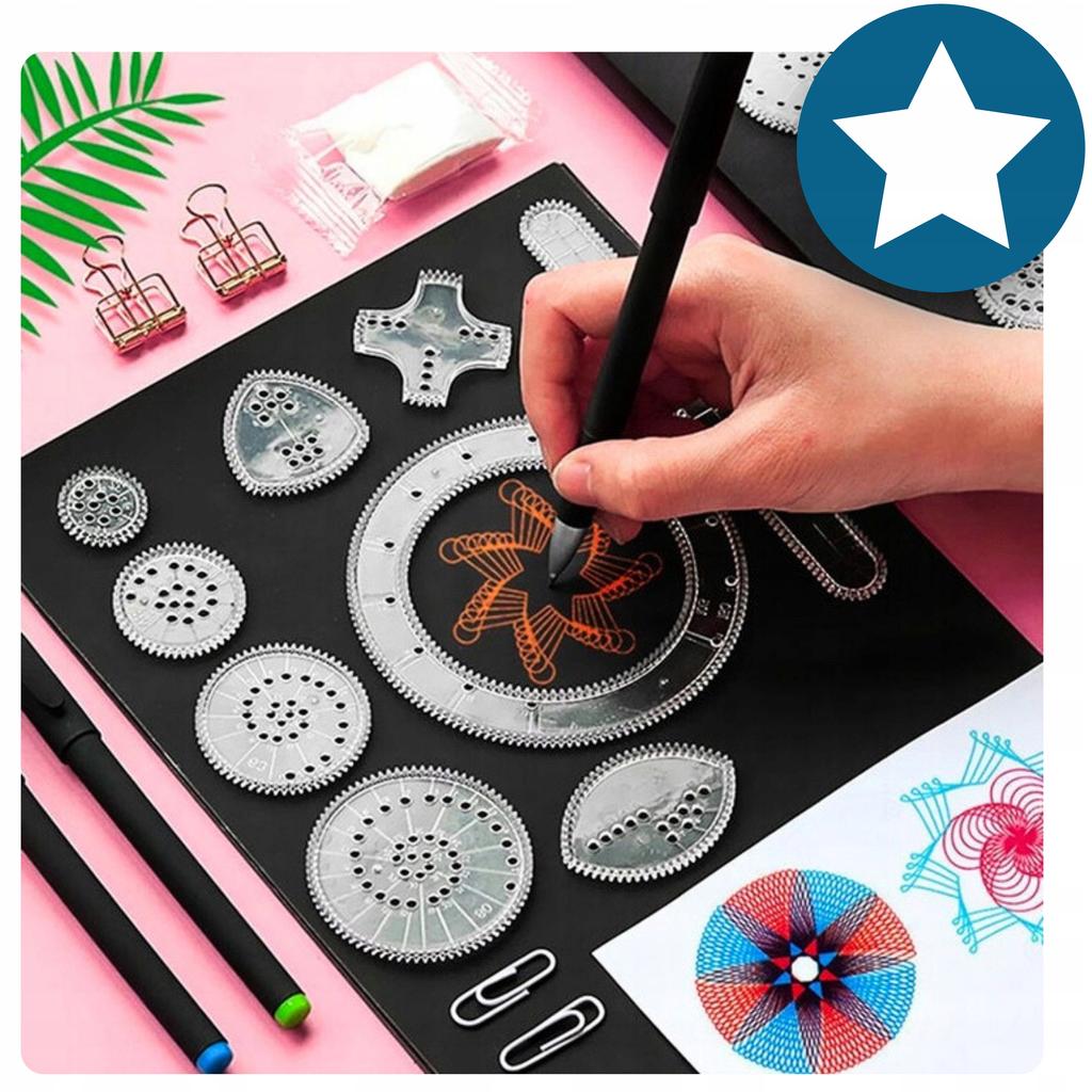 Creative Spirograph Drawing Set Stencils Crayons Sheets Gift