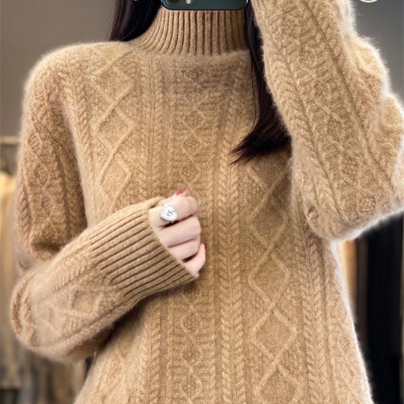 Women Jumper Autumn Winter Sweater Thick Merino Wool Turtleneck Casual Cashmere Knitwaer Pullover Korean Fashion Tops