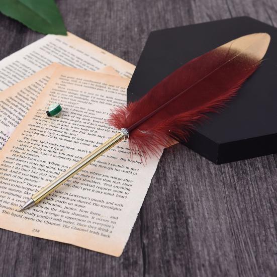 Медное перо, гусиная ручка, гладкое письмо, прочный элегантный дизайн, устойчивая к поломке Рождественский подарок, свадебная ручка для подписи