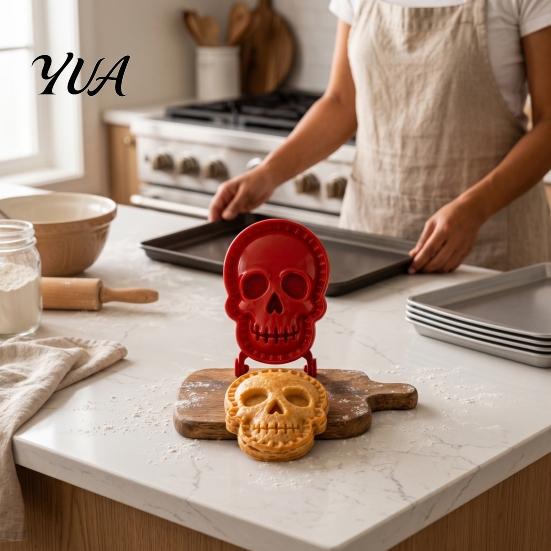 Kitchen Gadgets for Baking Halloween Hand Pie Mold, Skull Dough Press Cutter, Reusable Tools Mini Mold Holiday Treats Pastry Supplies Cutter