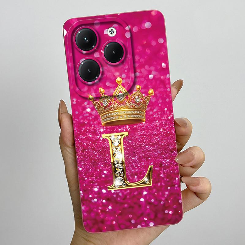 Чехол для Infinix Hot 40 Pro 40i Корона Буква Funda Мягкая Жидкая Силиконовая Задняя Крышка Для Infinix Hot40 Hot40i 40Pro Бампер Оболочка