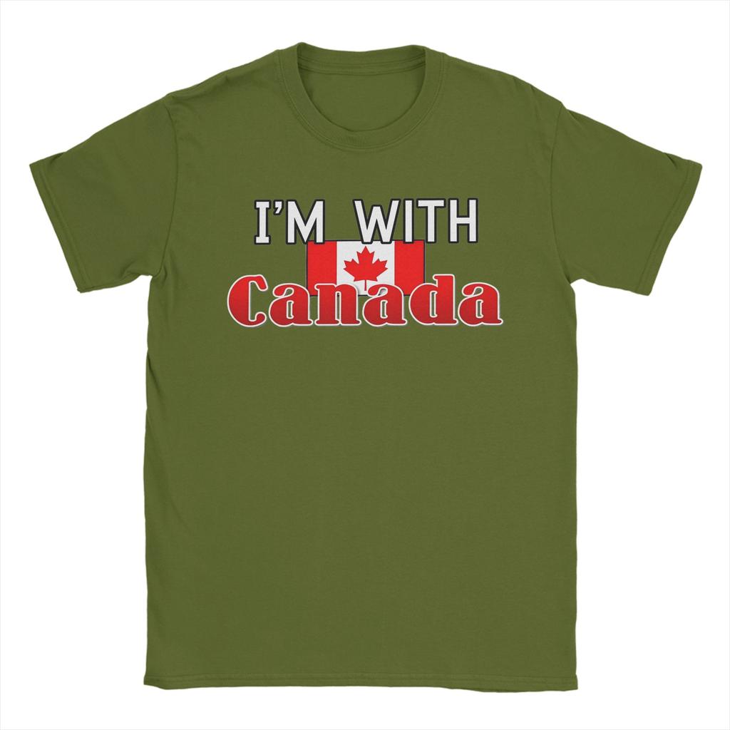 Модная футболка I'm With Canada для мужчин, хлопок, короткий рукав, круглый вырез, летняя одежда