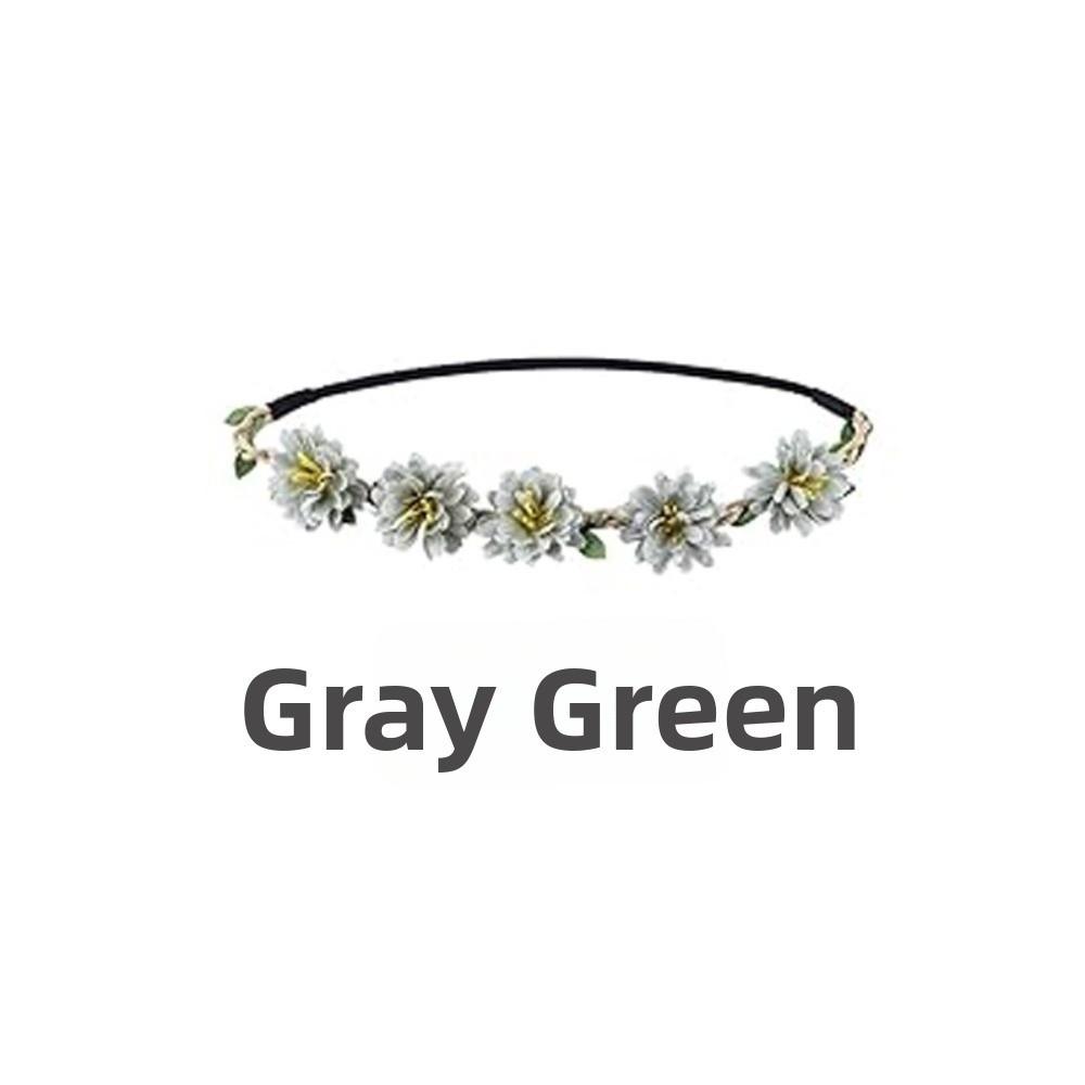 Hand Woven Floral Wreath Crown Adjustable Ribbon Bohemia Garland Headpiece for Photography Props