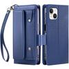 Винтажный чехол-кошелек с текстурой личи для iPhone 15 Plus 14 13, с несколькими отделениями, книжка, подставка, защитный чехол