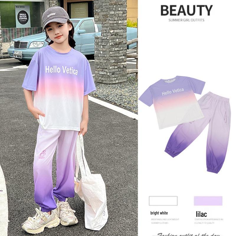 Модный летний уличный комплект для девочек, спортивная мода для 8-9 лет