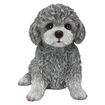 Ubia Игрушка сидячий пудель серого цвета, 13 x 9 x 13,5 см, Фигурка куклы, Украшение животное, Садовое украшение, Реалистичный, Милая собака, H24126-2